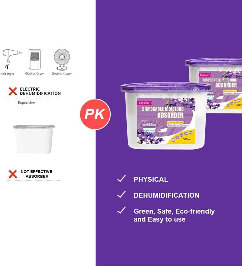 CANAGER Moisture Absorber Box-Odor Eliminator,Absorb Excess Moisture. Suitable for Wardrobe, Bedroom, Kitchen and Bathroom-6 Packs, Effectively Collect Water, Fresh Air,Freesia. Fuchsia - Image 3